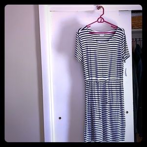NWT basic addition navy and white stripe dress